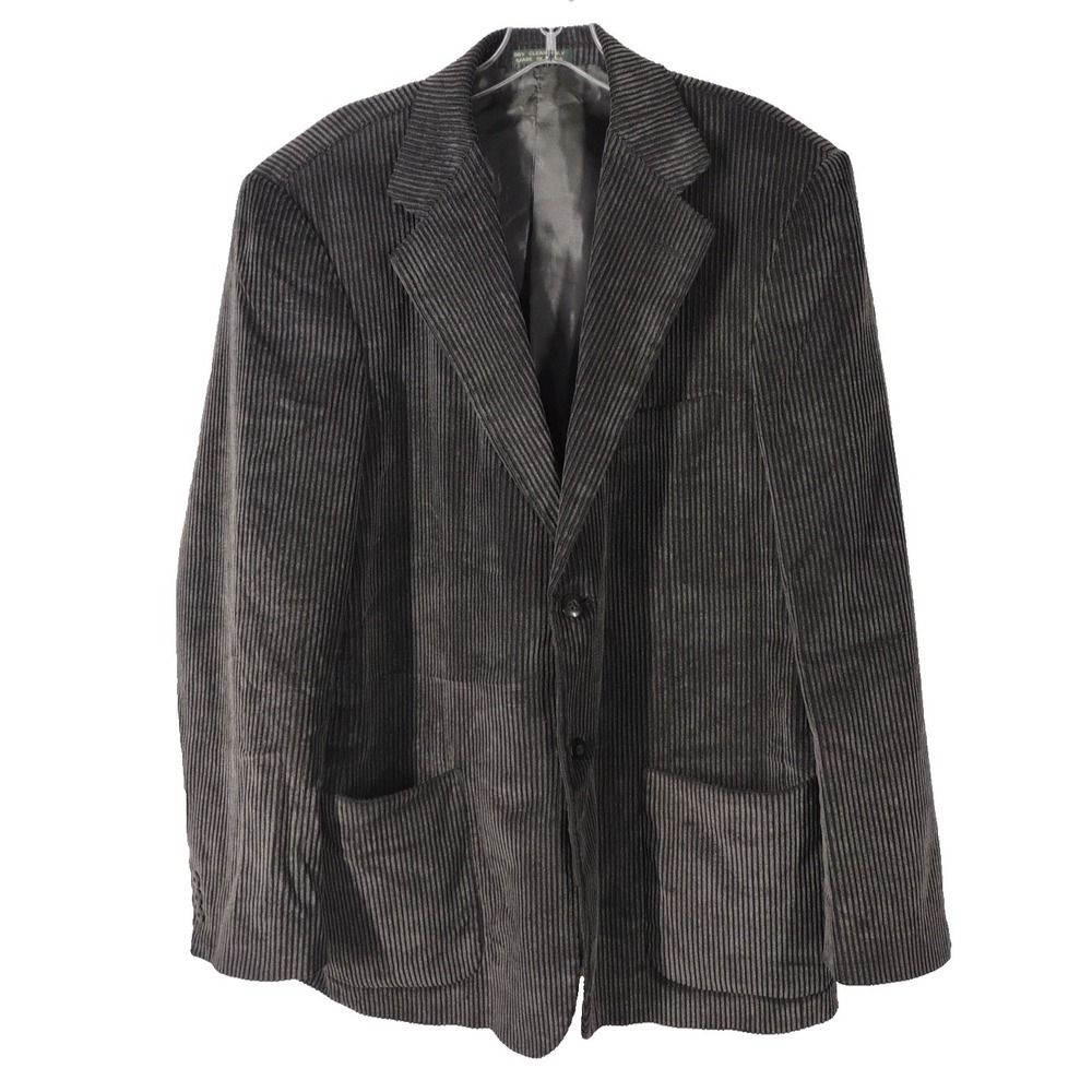 Scandia Woods Mens 42 (46) Charcoal Gray Vintage‎ Corduroy Sport Jacket Coat